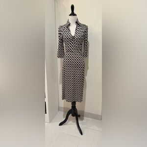 Diane Von Furstenberg Black and White Chain Print Dress